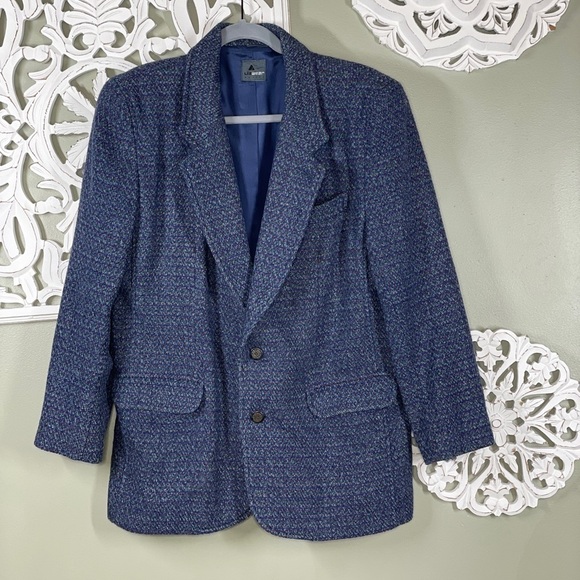 Lizwear Petite Blazer Suit Jacket Tweed Wool Blend Heather - Picture 1 of 8